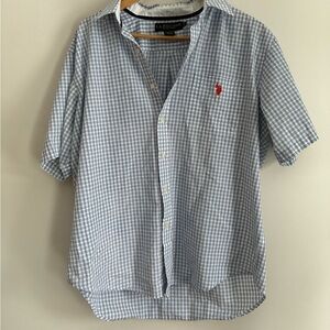 U.S. Polo Assn. Light Blue and White Checkered Shirt